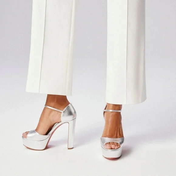 Christian Louboutin Silver and Red Heels - Picture 2 of 15